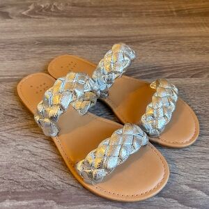 a new day Silver and Tan Braided Sandals